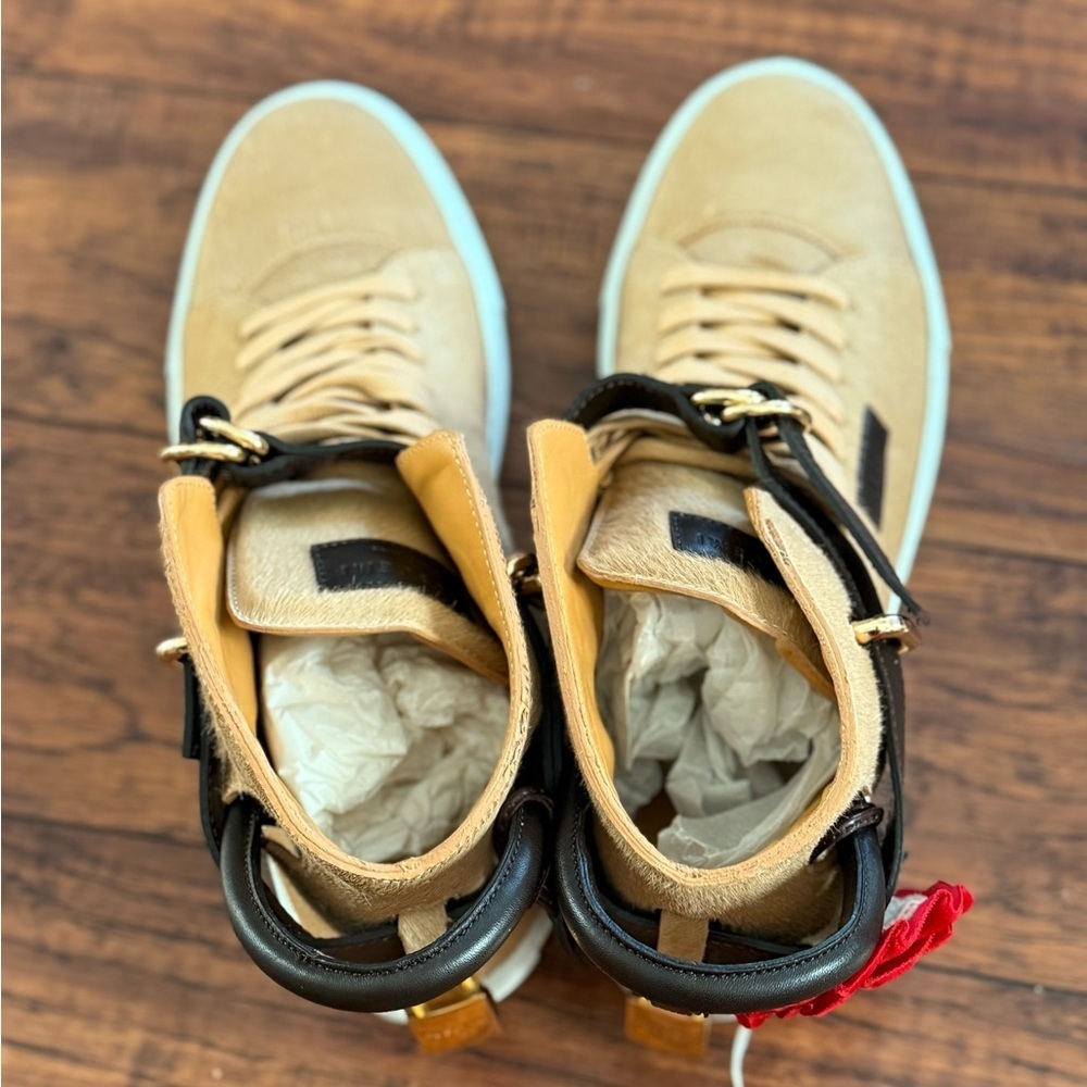 NWT Rare Limited Edition BUSCEMI 100mm "Triple Crown Tan" Leather | Size 42 / US - Picture 5 of 8
